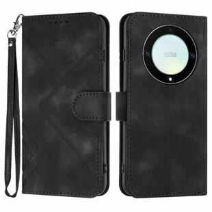 For Honor X40 5G Line Pattern Skin Feel Leather Phone Case(Black)