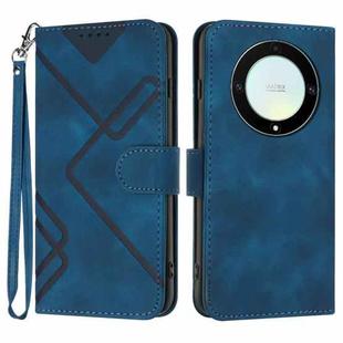 For Honor X40 5G Line Pattern Skin Feel Leather Phone Case(Royal Blue)