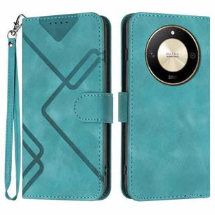 For Honor X50 Line Pattern Skin Feel Leather Phone Case(Light Blue)