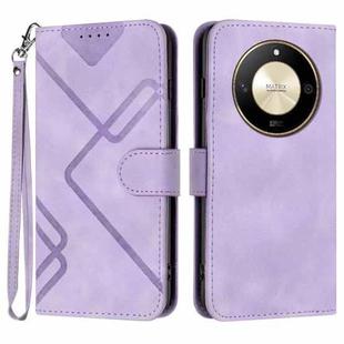 For Honor X50 Line Pattern Skin Feel Leather Phone Case(Light Purple)