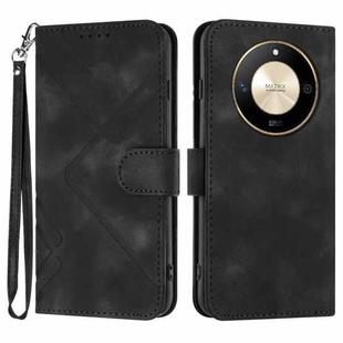 For Honor X50 Line Pattern Skin Feel Leather Phone Case(Black)