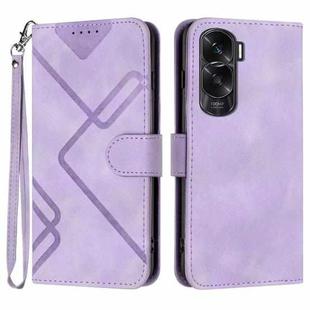 For Honor X50i Line Pattern Skin Feel Leather Phone Case(Light Purple)