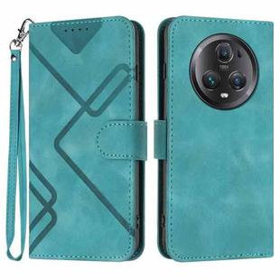 For Honor Magic5 Pro Line Pattern Skin Feel Leather Phone Case(Light Blue)