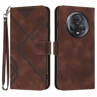 For Honor Magic5 Pro Line Pattern Skin Feel Leather Phone Case(Coffee)