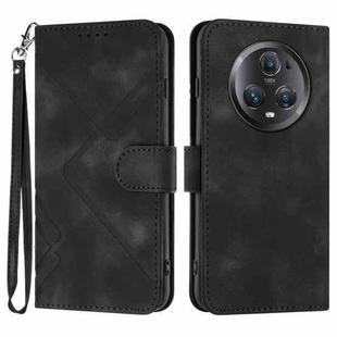 For Honor Magic5 Pro Line Pattern Skin Feel Leather Phone Case(Black)