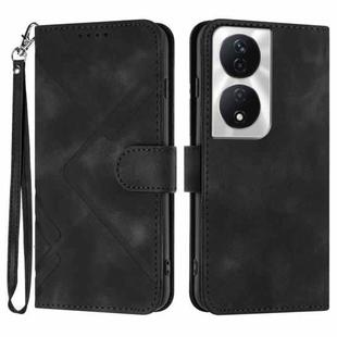 For Honor X7b Line Pattern Skin Feel Leather Phone Case(Black)