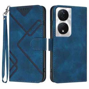 For Honor X7b Line Pattern Skin Feel Leather Phone Case(Royal Blue)