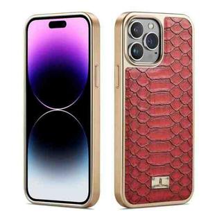 For iPhone 15 Pro Max Fierre Shann Python Texture Electroplating PU Phone Case(Red)