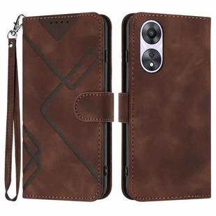 For OPPO A58 Line Pattern Skin Feel Leather Phone Case(Coffee)