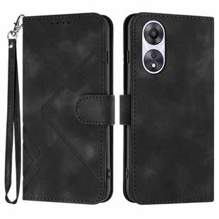 For OPPO A58 Line Pattern Skin Feel Leather Phone Case(Black)