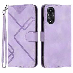 For OPPO A78 Line Pattern Skin Feel Leather Phone Case(Light Purple)