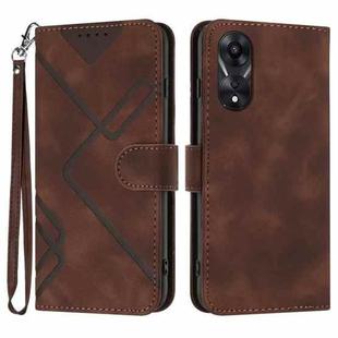 For OPPO A78 Line Pattern Skin Feel Leather Phone Case(Coffee)