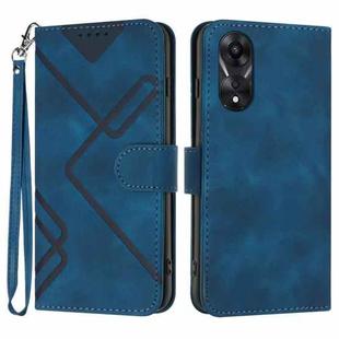 For OPPO A78 Line Pattern Skin Feel Leather Phone Case(Royal Blue)