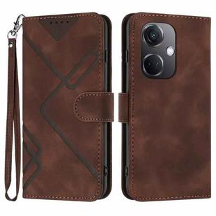 For OPPO K11 Line Pattern Skin Feel Leather Phone Case(Coffee)