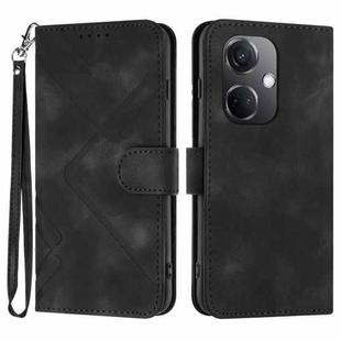 For OPPO K11 Line Pattern Skin Feel Leather Phone Case(Black)