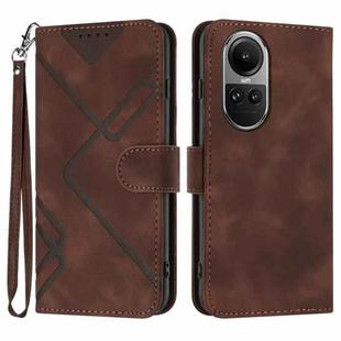 For OPPO Reno10 5G / Reno10 Pro 5G Global Line Pattern Skin Feel Leather Phone Case(Coffee)