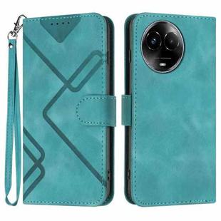 For Realme 11 Line Pattern Skin Feel Leather Phone Case(Light Blue)