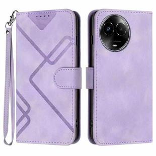 For Realme 11 Line Pattern Skin Feel Leather Phone Case(Light Purple)