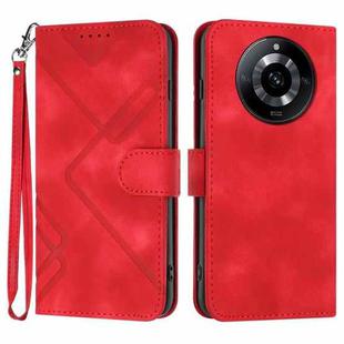 For Realme 11 Pro Line Pattern Skin Feel Leather Phone Case(Red)