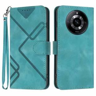 For Realme 11 Pro Line Pattern Skin Feel Leather Phone Case(Light Blue)