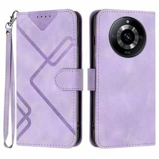 For Realme 11 Pro Line Pattern Skin Feel Leather Phone Case(Light Purple)