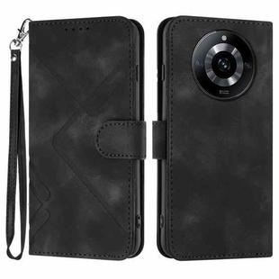 For Realme 11 Pro Line Pattern Skin Feel Leather Phone Case(Black)
