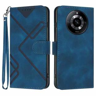 For Realme 11 Pro Line Pattern Skin Feel Leather Phone Case(Royal Blue)