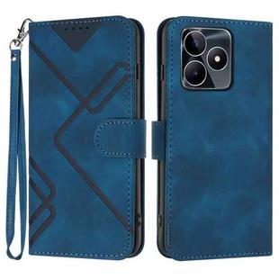 For Realme C53 Line Pattern Skin Feel Leather Phone Case(Royal Blue)