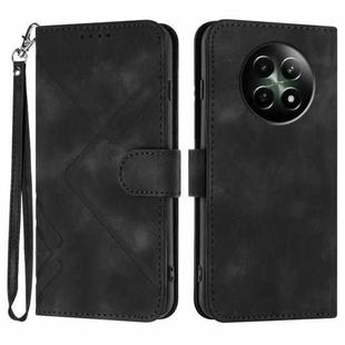 For Realme 12 5G Global Line Pattern Skin Feel Leather Phone Case(Black)