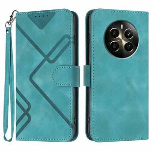 For Realme 12 Pro 5G Global/12 Pro+ 5G Global Line Pattern Skin Feel Leather Phone Case(Light Blue)