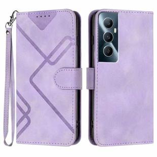 For Realme C65 4G Line Pattern Skin Feel Leather Phone Case(Light Purple)