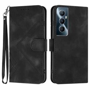 For Realme C65 4G Line Pattern Skin Feel Leather Phone Case(Black)