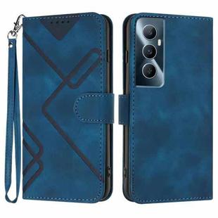 For Realme C65 4G Line Pattern Skin Feel Leather Phone Case(Royal Blue)