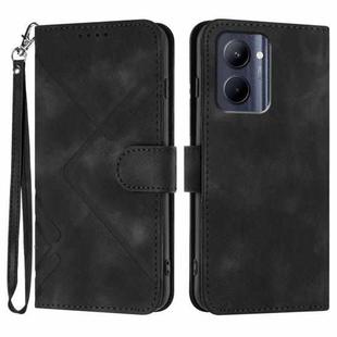 For Realme C33 2022 Global/2023 Global Line Pattern Skin Feel Leather Phone Case(Black)