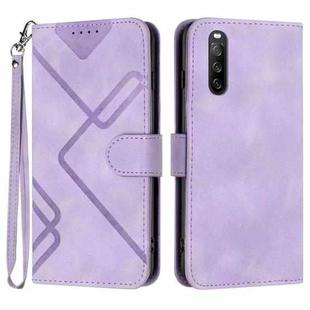 For Sony Xperia 10 V 2023 Line Pattern Skin Feel Leather Phone Case(Light Purple)