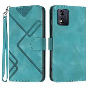 For Motorola Moto E13 Line Pattern Skin Feel Leather Phone Case(Light Blue)