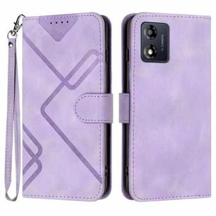For Motorola Moto E13 Line Pattern Skin Feel Leather Phone Case(Light Purple)