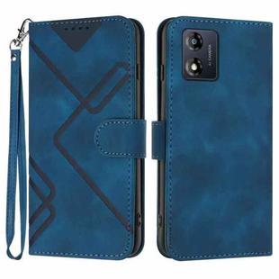 For Motorola Moto E13 Line Pattern Skin Feel Leather Phone Case(Royal Blue)