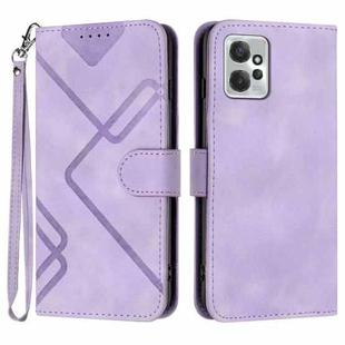 For Motorola Moto G Power 2023 Line Pattern Skin Feel Leather Phone Case(Light Purple)
