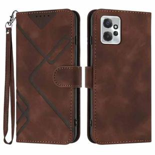 For Motorola Moto G Power 2023 Line Pattern Skin Feel Leather Phone Case(Coffee)