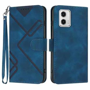 For Motorola Moto G53 Line Pattern Skin Feel Leather Phone Case(Royal Blue)