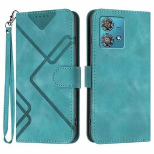 For Motorola Edge 40 Neo 5G Line Pattern Skin Feel Leather Phone Case(Light Blue)