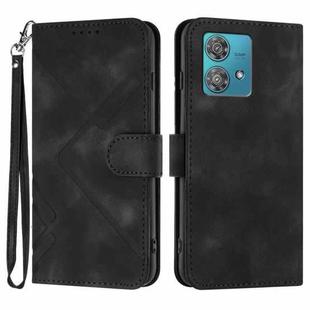 For Motorola Edge 40 Neo 5G Line Pattern Skin Feel Leather Phone Case(Black)