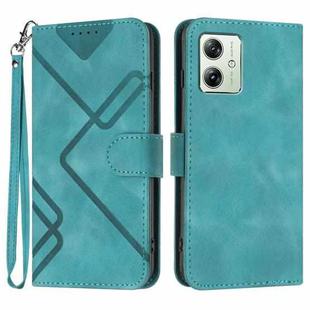 For Motorola Moto G54 Global Line Pattern Skin Feel Leather Phone Case(Light Blue)