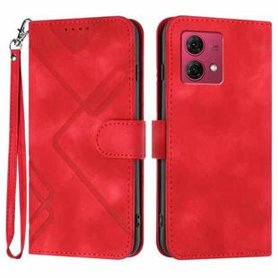 For Motorola Moto G84 5G Line Pattern Skin Feel Leather Phone Case(Red)