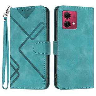 For Motorola Moto G84 5G Line Pattern Skin Feel Leather Phone Case(Light Blue)