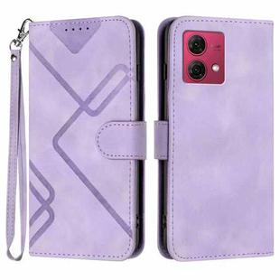 For Motorola Moto G84 5G Line Pattern Skin Feel Leather Phone Case(Light Purple)