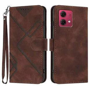 For Motorola Moto G84 5G Line Pattern Skin Feel Leather Phone Case(Coffee)