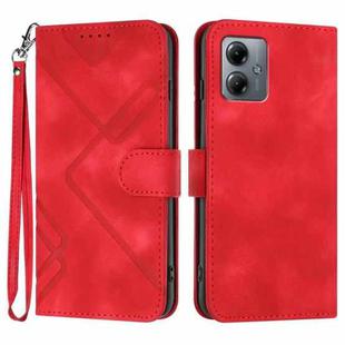 For Motorola Moto G14 Line Pattern Skin Feel Leather Phone Case(Red)