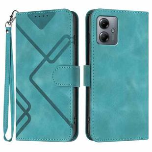 For Motorola Moto G14 Line Pattern Skin Feel Leather Phone Case(Light Blue)